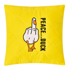 Подушка декоративна 40х40 Peace... Duck IDEIA бойовий гусак з вишивкою антиалергійна жовта