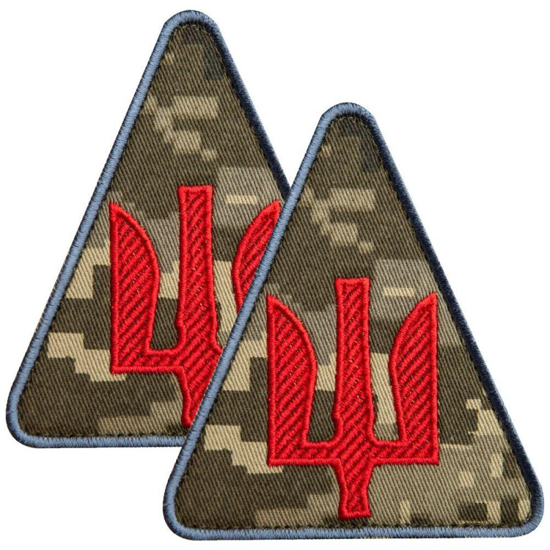 Набір шевронів 2 шт. на липучці Ракетно зенітні війська України 9х8 см військовий вишитий патч шеврон нашивка