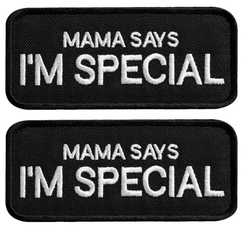 Набір шевронів 2 шт. із липучкою "Mama says I am special" 4x9 см "Мама говорить, що я особливий" вишитий патч