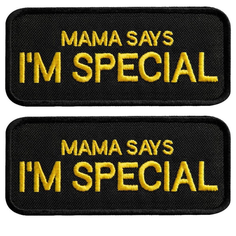 Набір шевронів 2 шт. з липучкою "Mama says I am special" 4x9 см "Мама говорить, що я особливий" вишитий патч