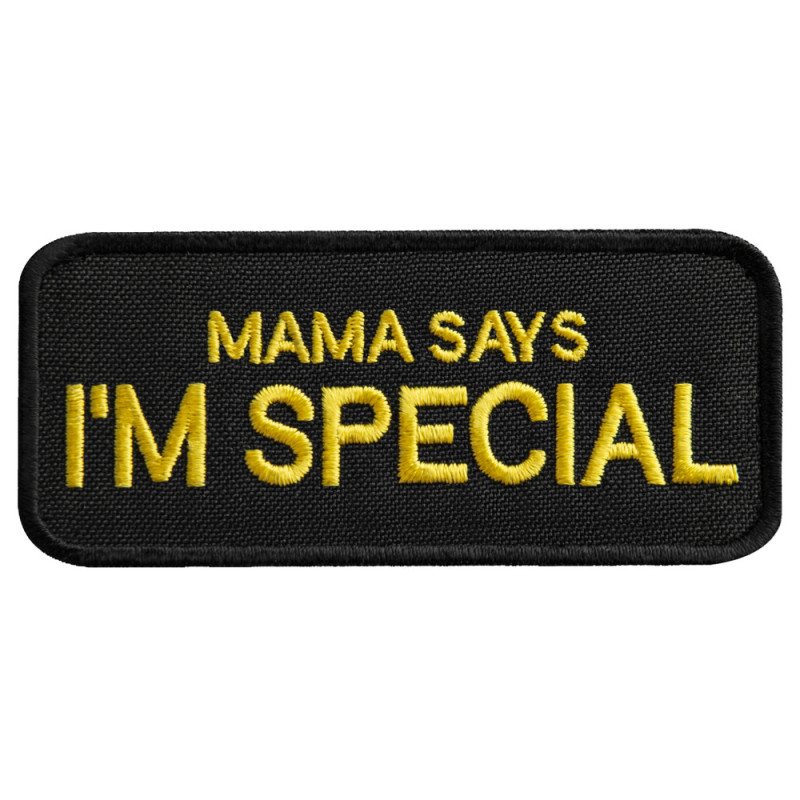 Набір шевронів 2 шт. з липучкою "Mama says I am special" 4x9 см "Мама говорить, що я особливий" вишитий патч