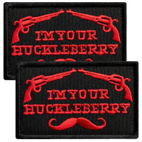 Набір шевронів 2 шт. з липучкою I am your Huckleberry 5x8 см вишитий червоний патч шеврон нашивка