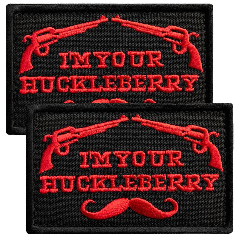 Набір шевронів 2 шт. з липучкою I am your Huckleberry 5x8 см вишитий червоний патч шеврон нашивка