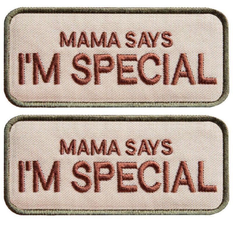 Набір шевронів 2 шт з липучкою "Mama says I am special" 4x9 см "Мама говорить, що я особливий" вишитий патч