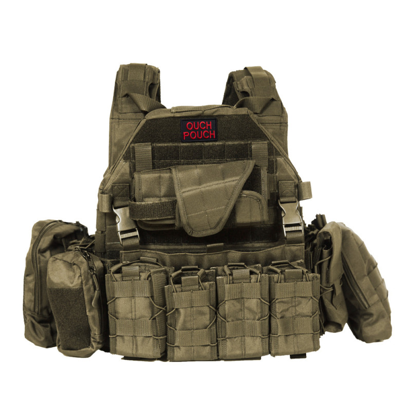 Набір шевронів 2 шт з липучкою Ouch Pouch 5x8 см червоний вишитий патч шеврон нашивка