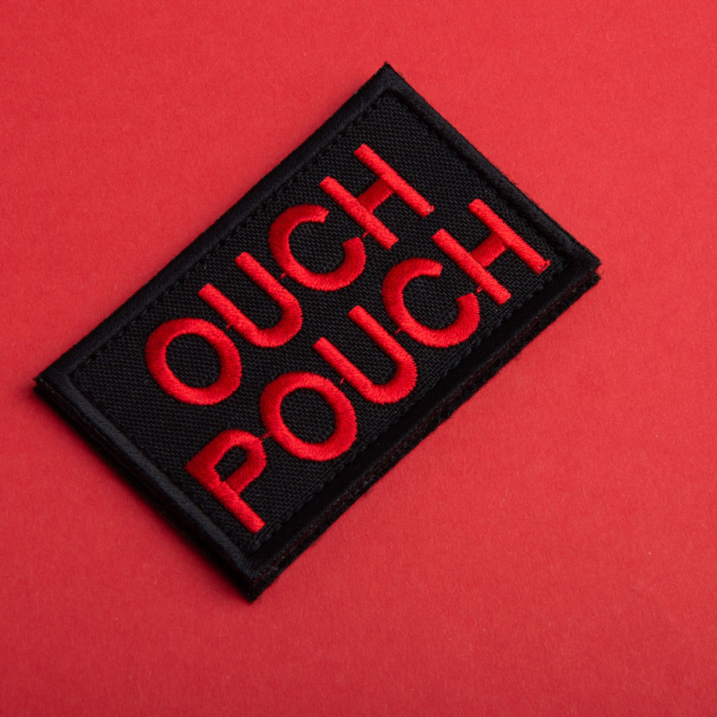 Набір шевронів 2 шт з липучкою Ouch Pouch 5x8 см червоний вишитий патч шеврон нашивка