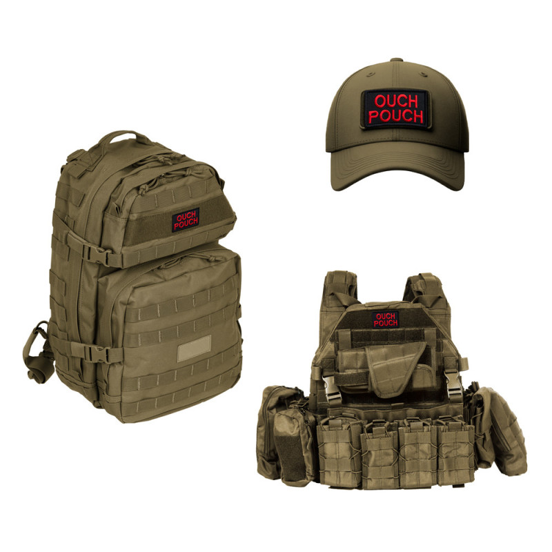Набір шевронів 2 шт з липучкою Ouch Pouch 5x8 см червоний вишитий патч шеврон нашивка