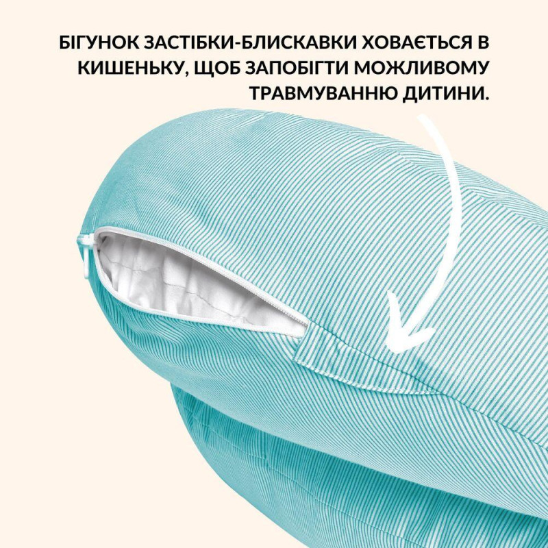 Подушка для годування диванчик 60х70х16 см SD бавовна антиалергенне волокно, для зручності мами, з блискавкою мята