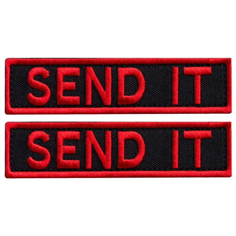 Набір шевронів 2 шт. з липучкою Send it червоний 10x2,5 см вишитий патч шеврон нашивка