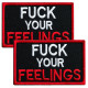 Набір шевронів 2 шт. з липучкою Fuck Your Feelings 5х8 см червоний, вишита патч нашивка, шеврон