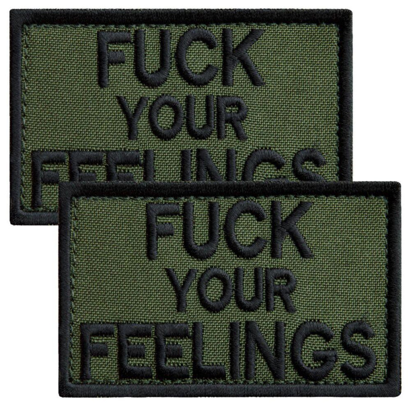 Набір шевронів 2 шт. з липучкою Fuck Your Feelings 5х8 см хакі, вишита патч нашивка, шеврон
