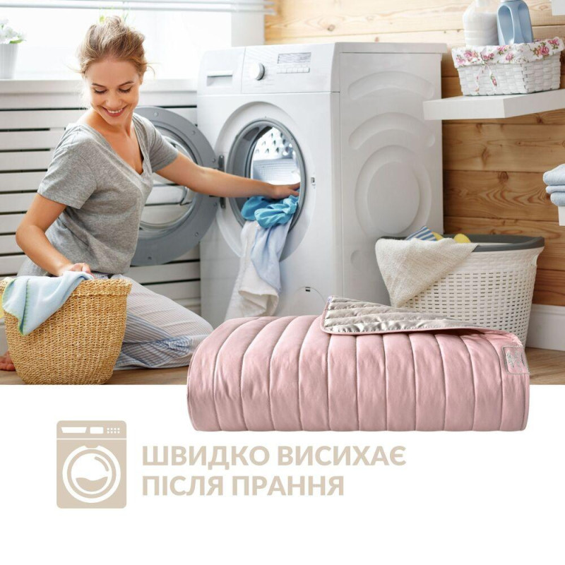 Покривало на ліжко 220х240 см Люкс IDEIA двостороннє, міцна стібка тканини, антиалергенне волоконо пудра