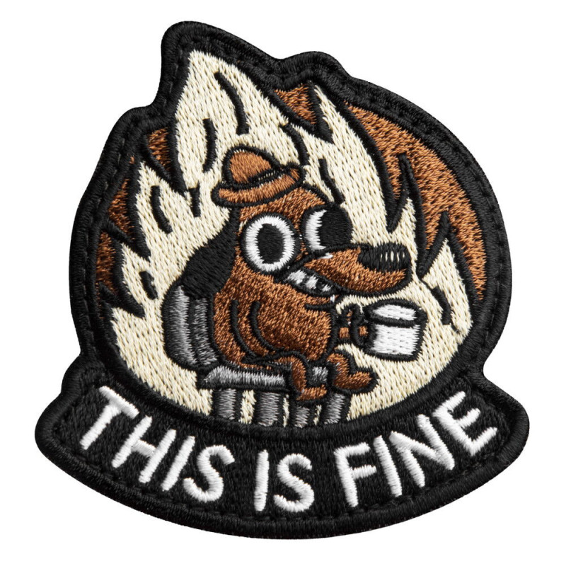 Шеврон на липучці This is fine 7,6х7,1 см, вишитий патч нашивка шеврон смішний
