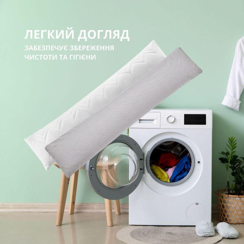 Подушка з наволочкою NORDIC+ для відпочинку та сну 40х140 см IDEIA з блискавкою антиалергенна біла сира