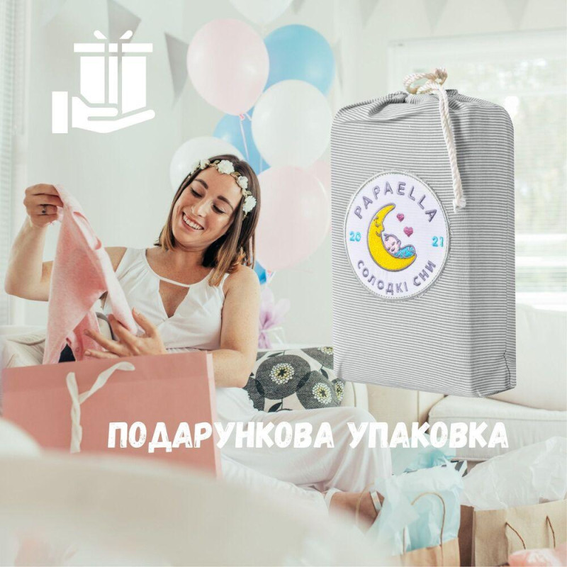 Комплект постільної білизни в ліжечко дитячий PAPAELLA, набір постільної з вишивкою, бавовна сірий