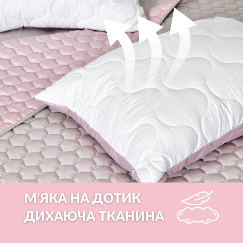 Подушка для сну 50х70 см Soft IDEIA двостороння  лебединого пуху стьобана, штучний пух, преміум