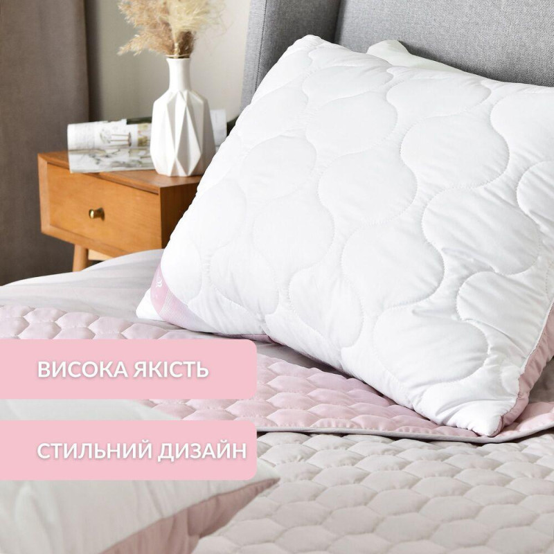 Подушка для сну 50х70 см Soft IDEIA двостороння  лебединого пуху стьобана, штучний пух, преміум