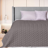 Покривало на ліжко 220х240 см Warmis двостороннє, міцне стьобання тканини, антиалергенне волокно сірий/беж