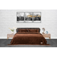 Плед-покривало жакардове Welsoft 220х240 з наволочками 50х70 (TM Zeron) камінчик коричневий, Туреччина