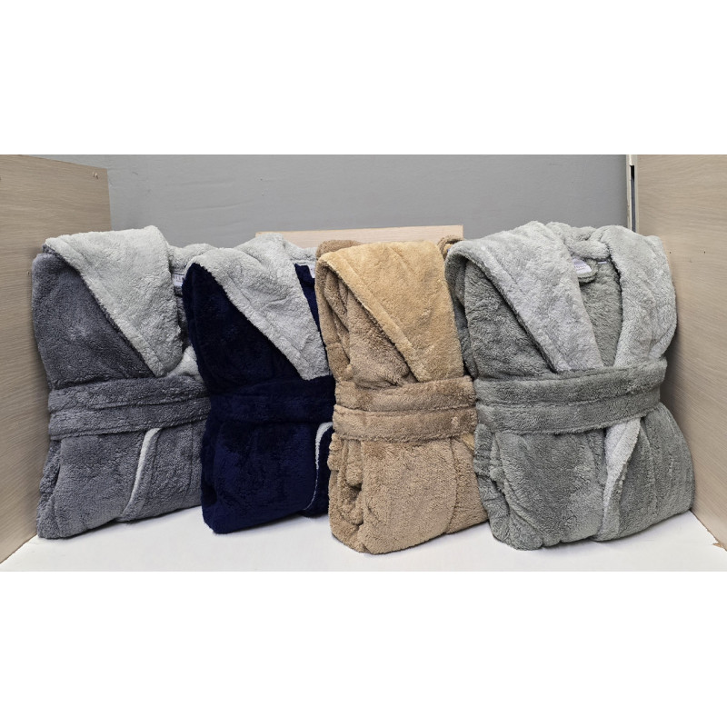 Халат чоловічий махровий Welsoft (TM Zeron)  3XL темно сірий із сірим коміром, Туреччина