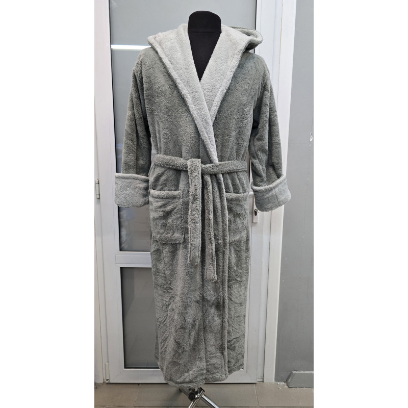 Халат чоловічий махровий Welsoft (TM Zeron) L  сірий із   сірим коміром, Туреччина