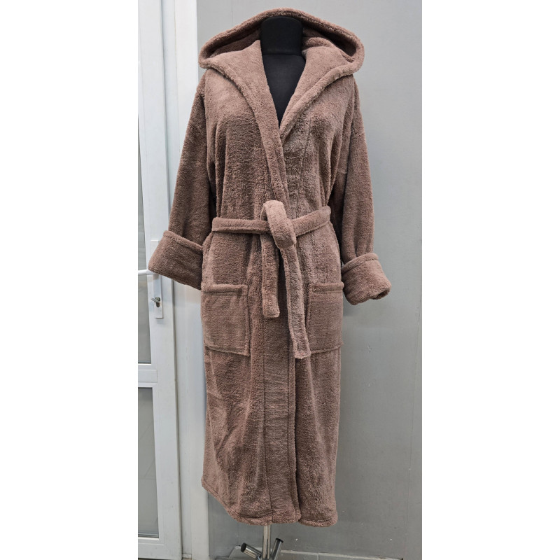 Халат махровий жіночий довгий з капюшоном Welsoft (TM Zeron), Vizon— M Туреччина