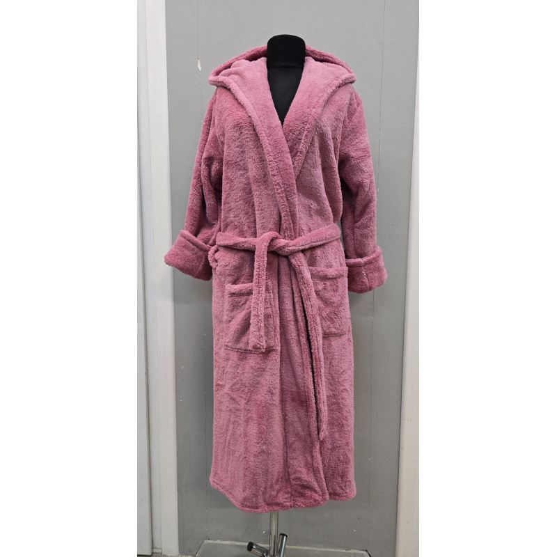 Халат махровий жіночий довгий з капюшоном Welsoft (TM Zeron), Pudra — XL Туреччина