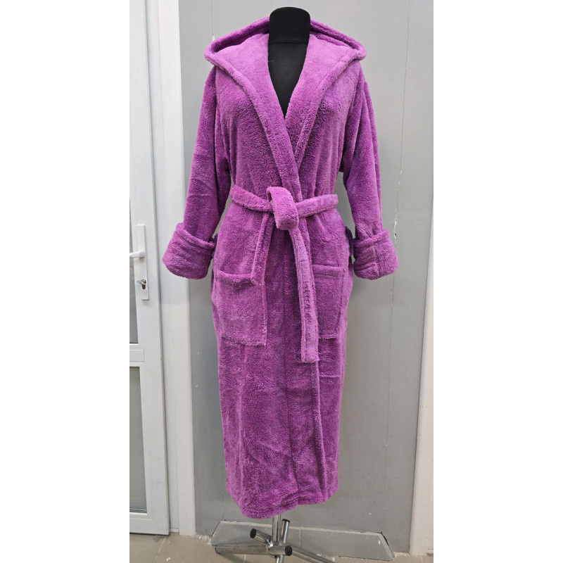 Халат махровий жіночий довгий з капюшоном Welsoft (TM Zeron), Lila — XL Туреччина