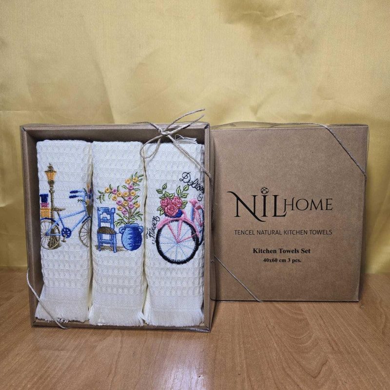 Кухонні рушники  ТЕНСЕЛ  (ТМ Nilteks) 40х60 (3 шт.) Туреччина