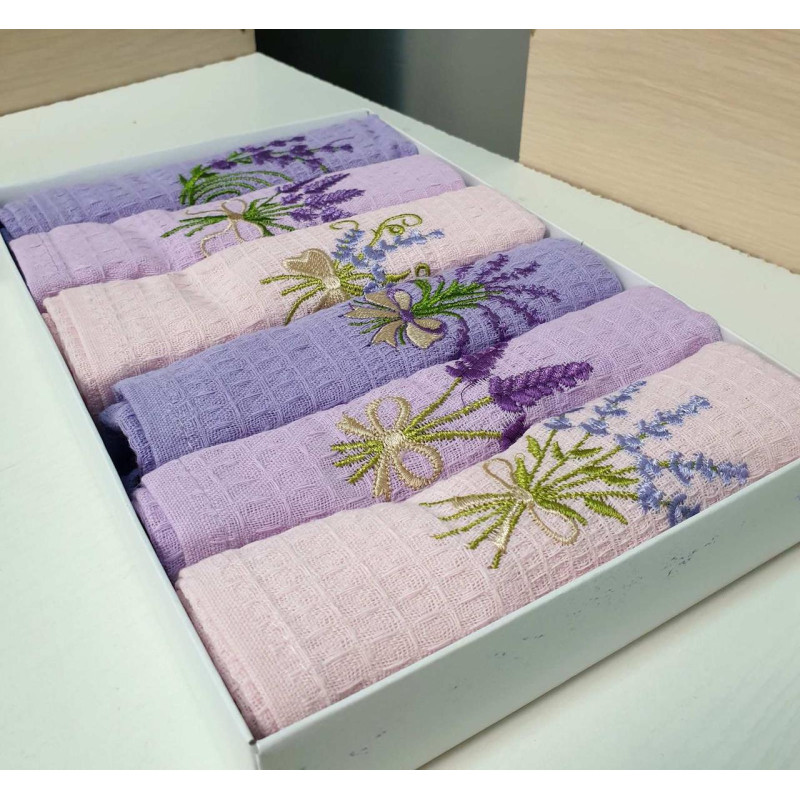 Кухонні рушники Вафельні (ТМ ZERON) бавовна 40х60 (6 шт.) Lavanda Туреччина