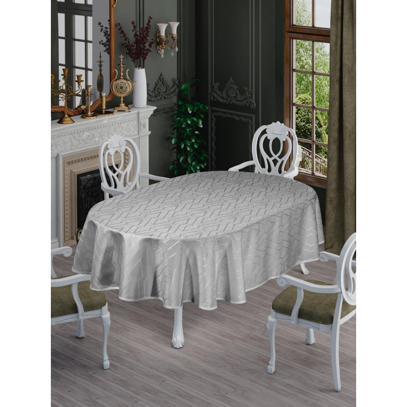 СКАТЕРТИНА ОВАЛЬНА TEFLON ( Водовідштовхуюча) NERGIS Сіра 160 х 220