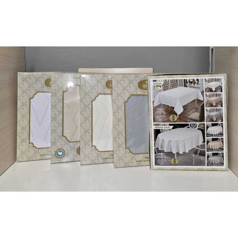 СКАТЕРТИНА ОВАЛЬНА TEFLON ( Водовідштовхуюча) NERGIS Сіра 160 х 220