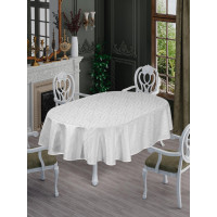 СКАТЕРТИНА ОВАЛЬНА TEFLON ( Водовідштовхуюча) NERGIS Білий 160 х 220