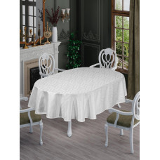 СКАТЕРТИНА ОВАЛЬНА TEFLON ( Водовідштовхуюча) NERGIS Білий 160 х 220