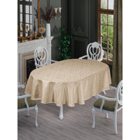 СКАТЕРТИНА ОВАЛЬНА TEFLON ( Водовідштовхуюча) NERGIS Капучіно 160 х 220