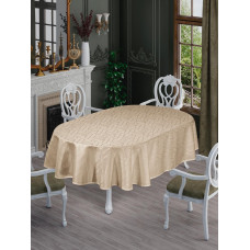 СКАТЕРТИНА ОВАЛЬНА TEFLON ( Водовідштовхуюча) NERGIS Капучіно 160 х 220