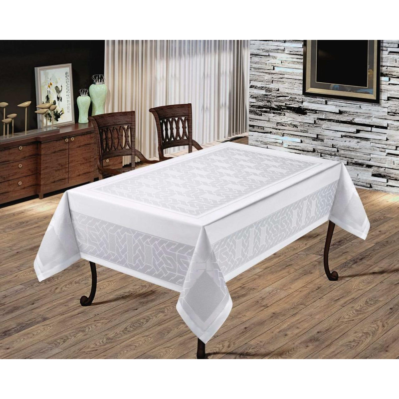 Скатертина тефлонова прямокутна 160х220 (TM Masali), 502 Біла Туреччина