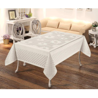 Скатертина тефлонова прямокутна 160х220 (TM Masali), 504 Білий Туреччина