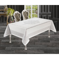 Скатертина тефлонова прямокутна 160х260 (TM Masali), Evin White Туреччина
