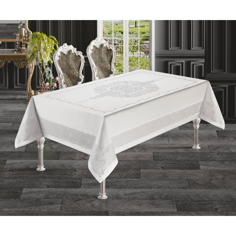 Скатертина тефлонова прямокутна 160х260 (TM Masali), Evin White Туреччина