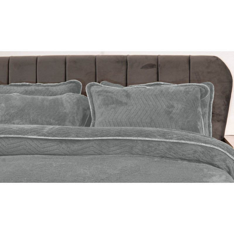 Плед-покривало жакардове Welsoft 220х240 з наволочками 50х70 (TM Zeron) зигзаг темно-сірий, Туреччина