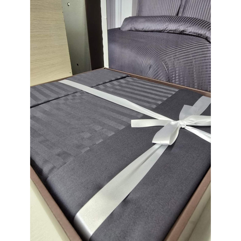 Постільна білизна Satin Strip 200х220 ZERON ANTRASIT