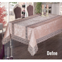 Скатертина велюр-жакард прямокутна 160х220 DEFNE Pudra, Туреччина