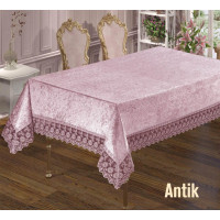 Скатертина велюр-жакард прямокутна 160х220 ANTIK Pudra, Туреччина
