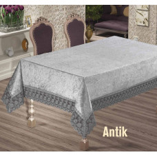 Скатертина велюр-жакард прямокутна 160х220 ANTIK Gri, Туреччина
