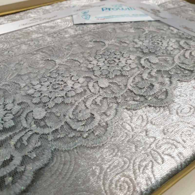 Скатертина велюр-жакард прямокутна 160х220 ANTIK Gri, Туреччина