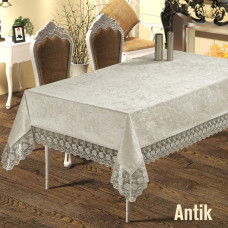 Скатертина велюр-жакард прямокутна 160х220 ANTIK Crem, Туреччина