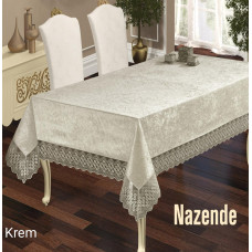 Скатертина велюр-жакард прямокутна 160х220 NAZENDE Crem, Туреччина