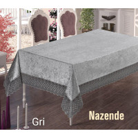Скатертина велюр-жакард прямокутна 160х220 NAZENDE Gri, Туреччина