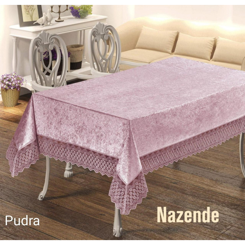 Скатертина велюр-жакард прямокутна 160х220 NAZENDE Pudra, Туреччина